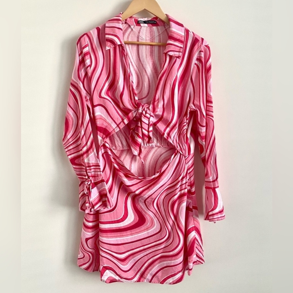 Zara Barbie Linen Blend Cut Out Psychedelic Print - Picture 8 of 11